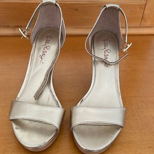 Lilly Pulitzer Gold Metallic Cork Wedge Sandals
